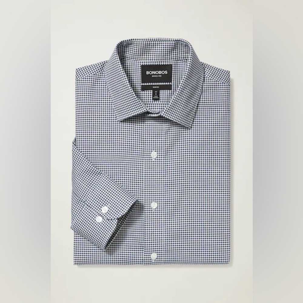 Bonobos Desk to Dinner Shirt in Blue Micro Check
